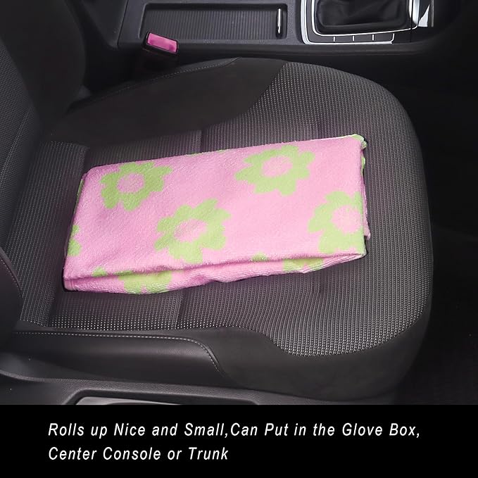 LoyaGour Car Seat Cover Protector Front Seats,for Gym Workout,Running,Swimming,Beach and Hiking,Waterproof Sweat Towel Bucket Seat Covers for Cars SUV Trucks (Flower and Pink, 2Pcs)