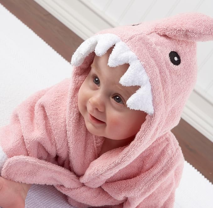 Baby Aspen Baby Shark Hooded Towel/Newborn Spa Bath Robe, Baby Beach Towel | Baby Bath Towel