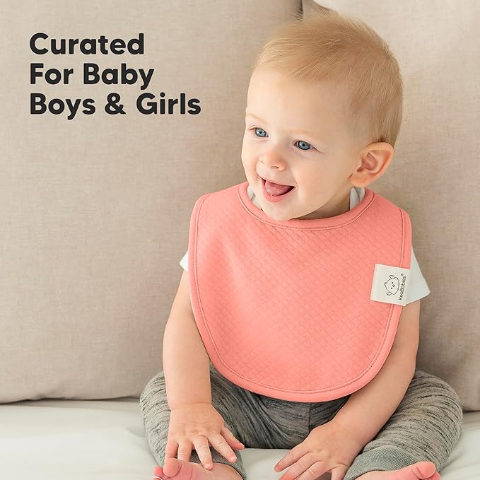 KeaBabies 8-Pack Organic Baby Bibs for Girls, Boys - Quilted Cotton Cloth Baby Drool Bibs for Drooling and Teething Toddler, Newborn, Infant, Soft & Super Absorbent (Muted Pastel)