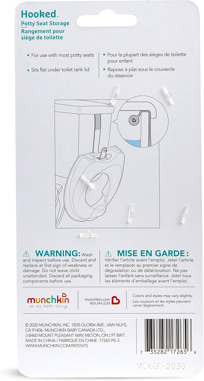 Munchkin Potty Ring, Grey | Storage Hook | Pack of 2 | Hooked Design