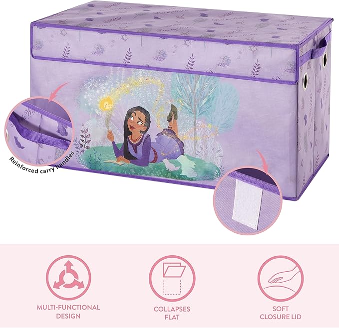 Idea Nuova Disney Wish Collapsible Storage Trunk, Durable with Soft Lid, 28.5"x14.5"x16"