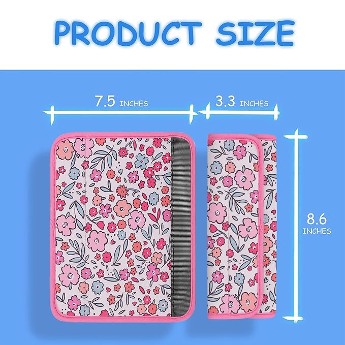 YR Seat Belt Cover for Kids, Soft Comfort Seat Belt Cushion for Children, Cute Cartoon Pattern Car Seat Belt Pads Cover for Girls and Boys, 1 Pack (Pink Floral)