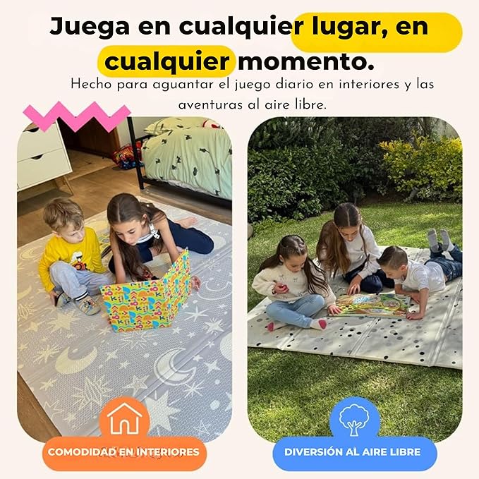 Miotetto Foldable Baby Play Mat – 78"x59" Non-Toxic, Reversible, Waterproof, Portable Baby Mat for Floor, Foam mat for Easy Storage & Travel, Large playmat for Kids, Floor mat for Any Playroom