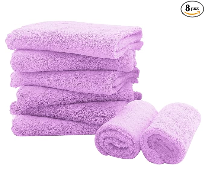 Spotted Play 8 Pack Burp Cloths for Baby - 20" by 10" Ultra Absorbent Burping Cloth, Newborn Towel - Milk Spit Up Rags - Burpy Cloths for Unisex, Boy, Girl - Burp Cloths Set (Purple)