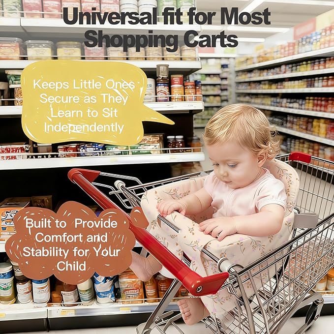 Shopping Cart Cover for Baby, High Chair Cover, Grocery Cart Cover, Cart Seat Cover for Baby, Shopping Cart Seat (Flower)