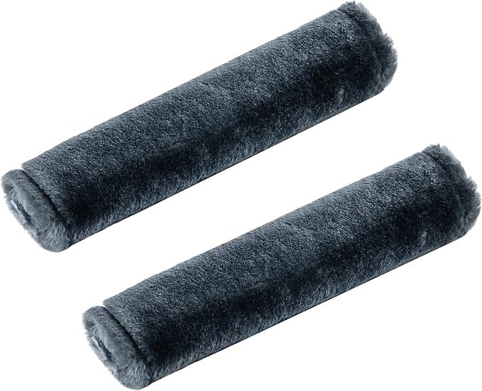MOONET 2 Packs Car Seatbelt Covers Shoulder Pad for More Comfortable Driving, Universal Seat Belt Cover for Handbag Camera Backpack Straps, Soft Faux Sheepskin Wool Seat Belt Cushion (Dark Blue Grey)