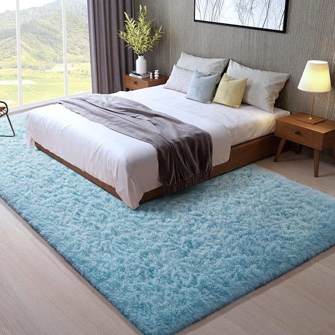 Ophanie Area Rugs for Bedroom Living Room,Color Light Blue,Size 8' x 10',Shape Rectangular