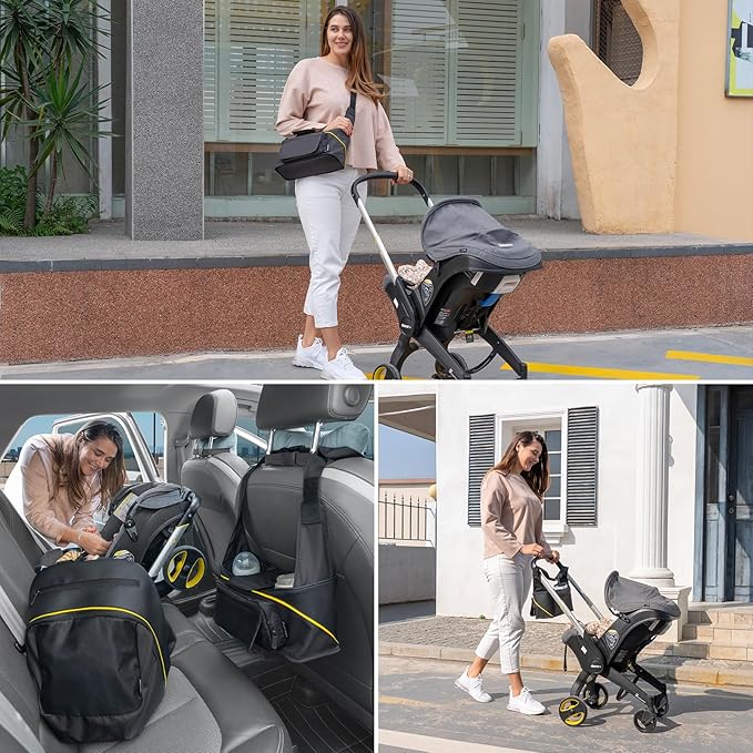 Upperkids Essentials Travel Bag for Doona Infant Car Seat Stroller, Organizer Bag with Cup Holder, Phone & Wipes Pockets, Large Capacity, Water-Repellent & Lightweight, Baby Essentials Storage
