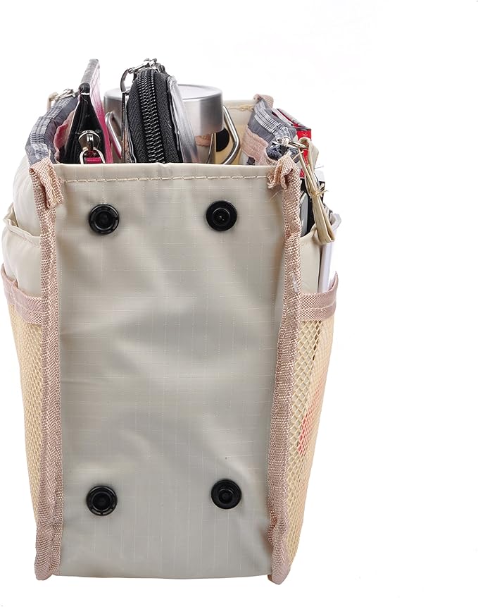 Vercord Updated Purse Handbag Organizer Insert Liner Bag in Bag 13 Pockets Milky Beige Medium