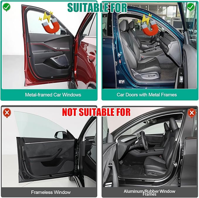 Car Window Shades, 2 Pack Magnetic Half Blackout & Half See-Through Car Sun Shade Side Window, Front Window Shade Block Heat UV Rays Glare for Driver Passenger
