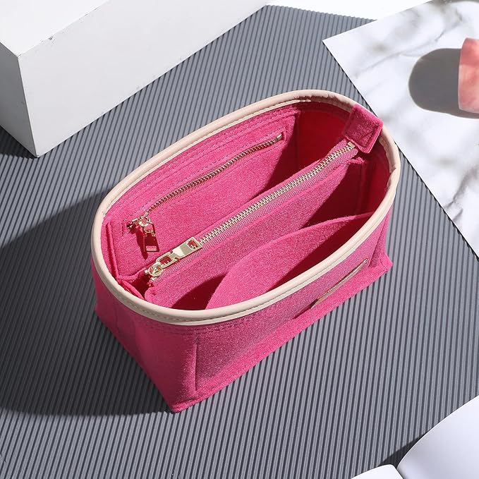 Doxo Purse Organizer Insert, Bag Organizer for Tote & Purse, Bag in Bag, Perfect for Speedy 20 and More(Rose-S)
