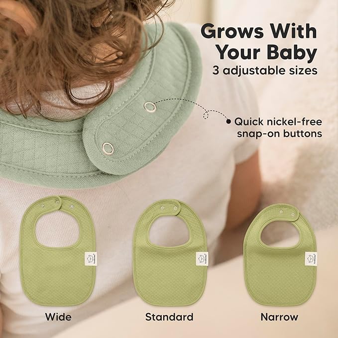 KeaBabies 8-Pack Organic Baby Bibs for Girls, Boys - Quilted Cotton Cloth Baby Drool Bibs for Drooling and Teething Toddler, Newborn, Infant, Soft & Super Absorbent (Hunter)
