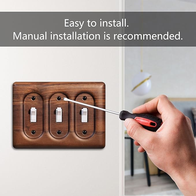 2-Pack Triple Toggle Light Switch Cover Plate, 3-Gang Light Switch Wall Cover for Decorative and Functional Home Accents
