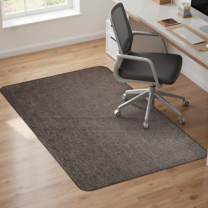 Sycoodeal Office Chair Mat for Hardwood & Tile Floor,Computer Gaming Chair Mat for Rolling Chairs Non-Curve, Anti-Slip, Heavy Duty Floor Protector for Home Office,Dark Coffee (48" x 55")