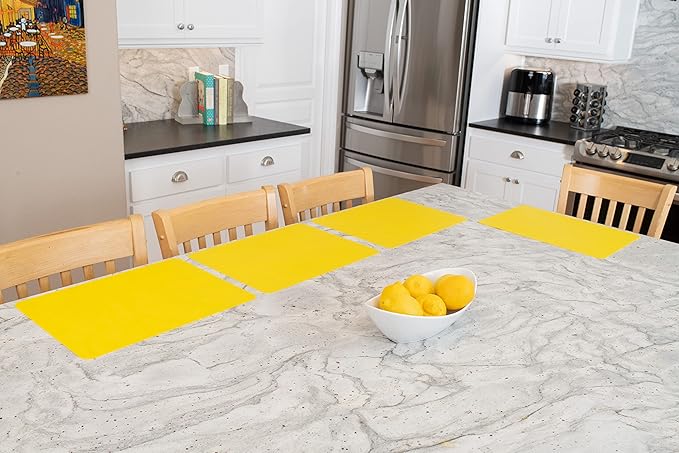 GASARÉ, Placemats Set of 4, Silicone Placemats, Table Mats, Non-Slip, Easy to Clean, Heat Resistant, Flexible, 20% Thicker, 16 x 12 inches x 1.1mm, Yellow