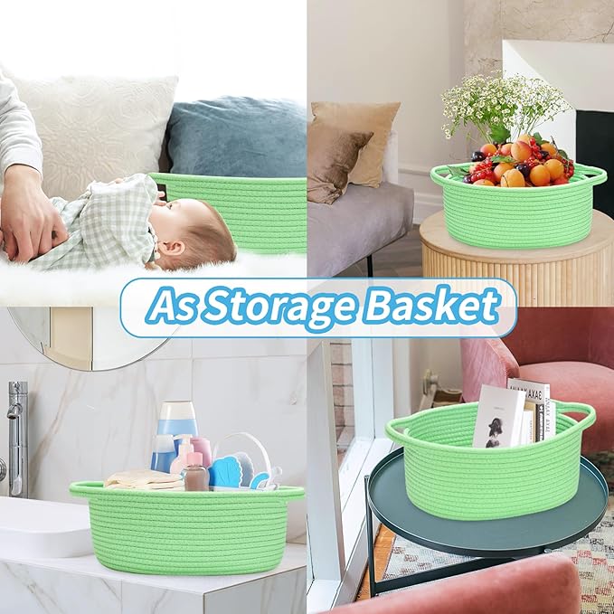 ABenkle Small Basket with Gift Bags and Ribbons, Empty Gift Baskets for Mother's Day, Decorative Boho Rope Woven Nursery Storage Organizer Toy Baskets with Handle for Baby Showers, 12"X 8" X 5"