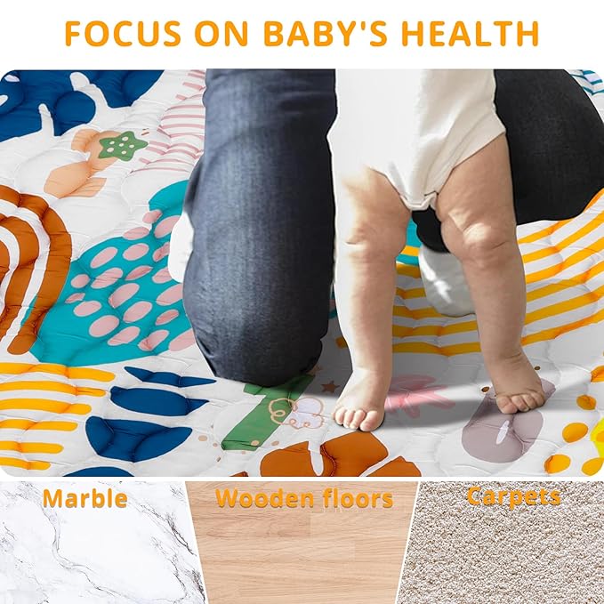 Baby Gyms Playmats for Playpen Boho Rainbow Play Mat for Playpen Playyards Thicken Soft Padding Foam Playmats for Babies (50"×50", 1- Bohemian Style)