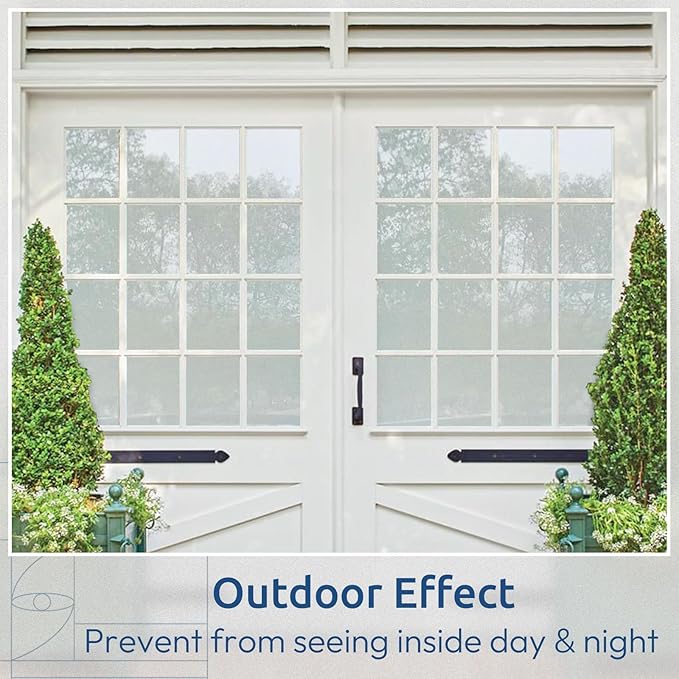 rabbitgoo Window Privacy Film, Non-Adhesive Frosted Glass Window Film for Bathroom, Static Cling Heat Blocking Stickers for Home Indoor Opaque Frosting Coverings House Tint, Matte White 23.6"x 118.1"