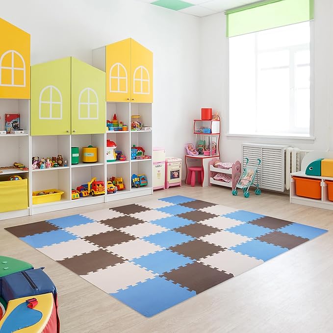BalanceFrom Foam Floor Tiles for Kids - Non-Toxic Comfortable Baby Play Mat and Interlocking Foam Tiles for Crawling & Development, Soft Play Mat for Babies, 36 Tiles Cover 36 SQ SF