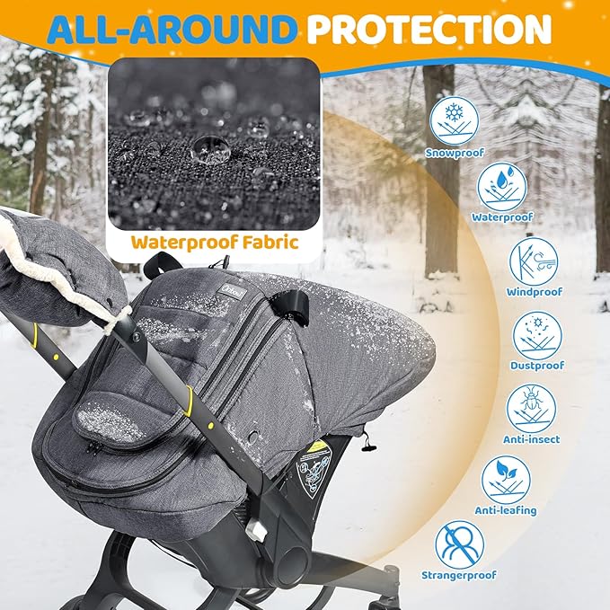 IvyWind Baby Car Seat Cover, Universal Winter Carseat Cover for Babies with Breathable Mesh Window, Cozy and Warm Infant Car Seat Covers for Cold Weather, Kick-Proof Carseat Canopy, Dark Gray