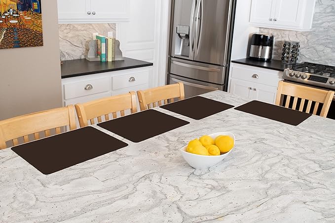GASARÉ, Placemats Set of 4, Silicone Placemats, Table Mats, Non-Slip, Easy to Clean, Heat Resistant, Flexible, 20% Thicker, 16 x 12 inches x 1.1mm, Brown