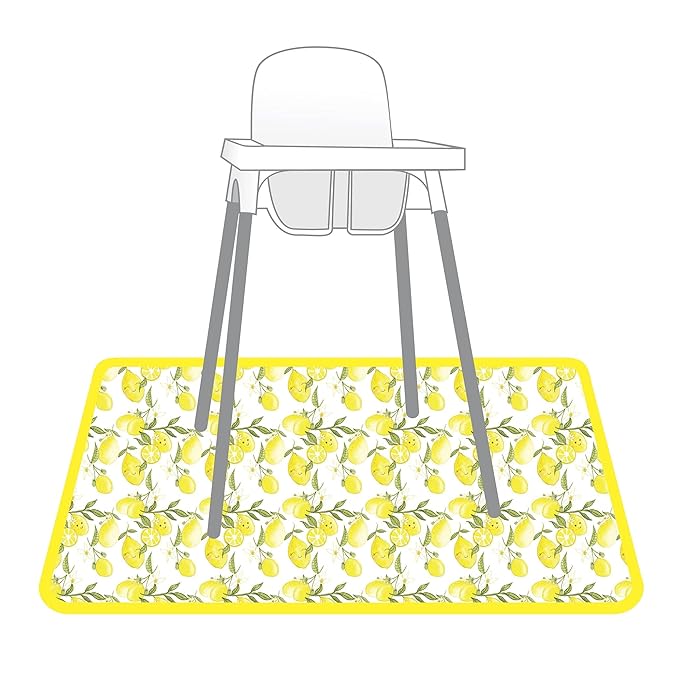 BapronBaby Fresh Lemon Splash Mat - Waterproof Catch-All for Under High Chairs, Floors, Tables, Playtime or Arts & Crafts - Machine Washable - 45" x 45”