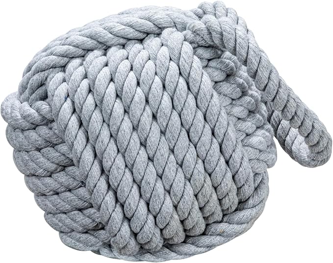 Nautical Rope Knot Decorative Cotton Door Stop, Grey