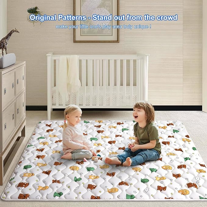 Baby Play Mat 71" X 59", Premium Thicken Foam One-Piece Crawling Mat, Extra Large Non-Slip Cushioned Activity Playmats for Babies, Toddlers, Infants, Play & Tummy Time