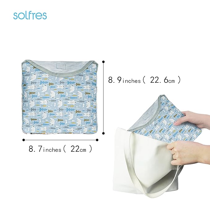 Dual-Belt Baby High Chair Cover, Upgrade Version, for Wooden or Restaurant High Chair, Sturdy and Robust Material, Waterproof Washable Stain and Slip Resistant, Blue Polar Bear