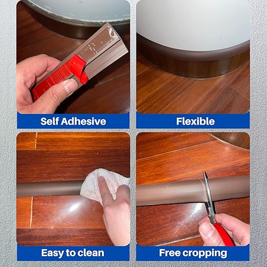 COUKIU 10 FT PVC Floor Transition Strip, Peel and Stick Molding Trim for Threshold Transitions with a Height Less Than 5 mm/0.2in, Carpet & Floor Edging Trim, Carpet to Tile Transition Strip(Brown)