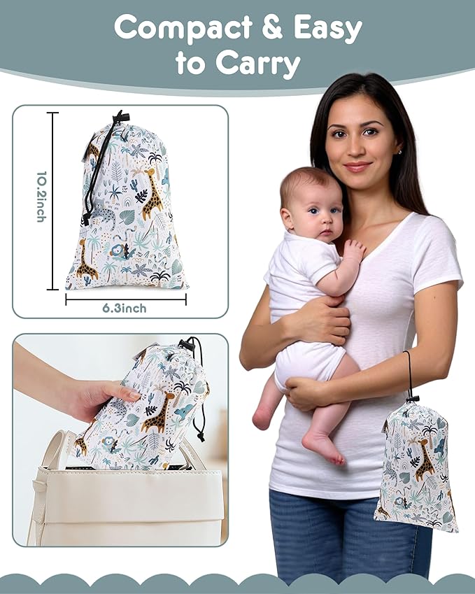 Baby High Chair Cover Restaurant with Strap Pads & 3-Point Harness, Machine Washable, Waterproof Portable Highchair Covers for Eating, Travel, Home Use - Fits Wooden Chairs, Green Forest
