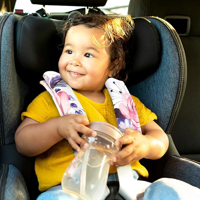 Pea Pod Baby Car Seat Strap Cover 2 Pack Floral Car Seat Straps Shoulder Pads, Seat Belt Cushions Pads for Infant Car Seats, Stroller, Pushchair
