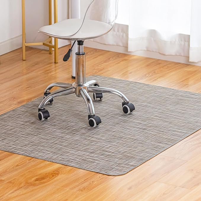 Baroyal Office Chair Mat for Hardwood Floor Under Desk Computer Rolling Chair Mat for Wood/Tile Floor Non-Slip Heavy Duty Desk Rug PVC Plastic Hard Floor Protector 48" x 60" (Soapstone)