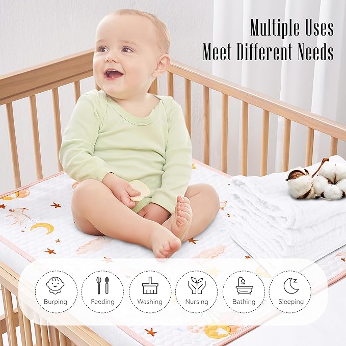 12 Pack Muslin Burp Cloths - Large 20" x 10", Ultra Absorbent 100% Cotton for Baby Drool and Messes - Soft, Gentle Baby Burp Rag for Boys & Girls -White