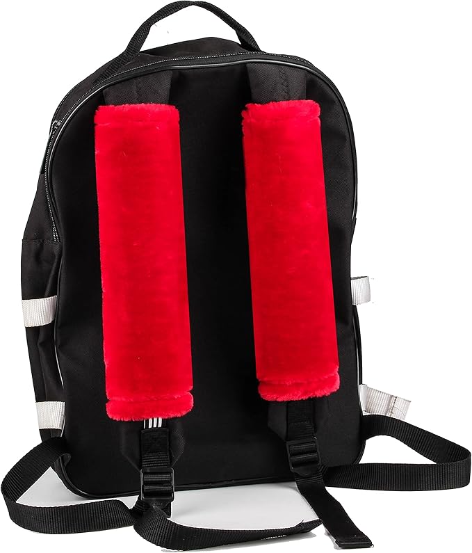 Amooca Soft Faux Fur Universal Fit Seatbelt Cover Car Truck SUV Airplane Seat Belt Shoulder Pad for Carmera Backpack Straps Neck Cushion Protector 2 Pack 10.5in Red