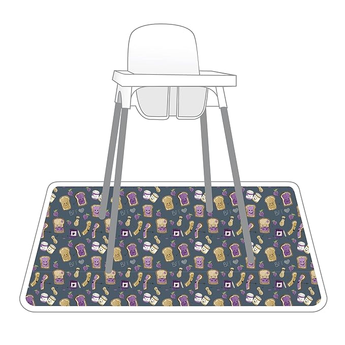 BapronBaby PBJ Pals Splash Mat - Waterproof Catch-All for Under High Chairs, Floors, Tables, Playtime or Arts & Crafts - Machine Washable - 45" x 45”