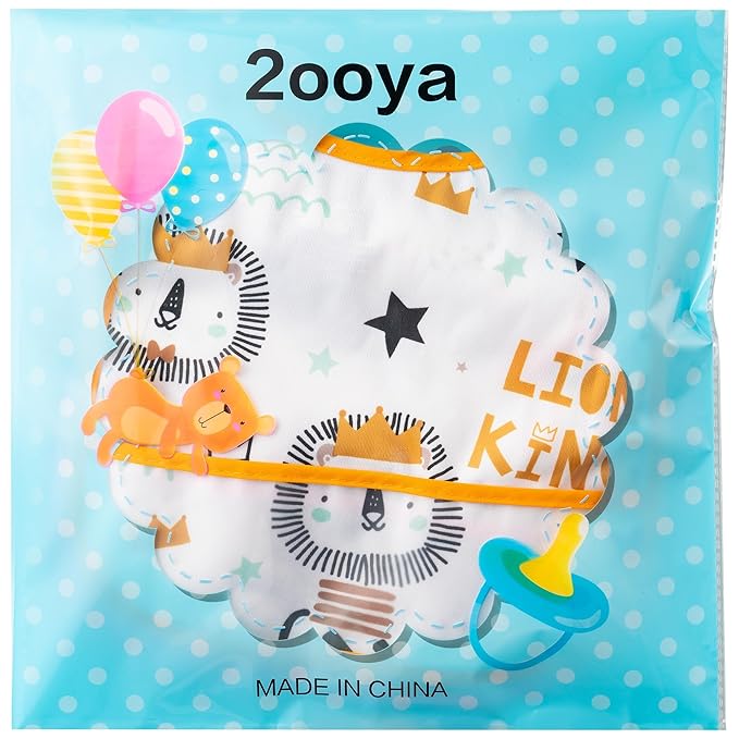 2ooya 6Pcs Waterproof Toddler Bibs Baby Feeding Bib Set with Crumb Catcher Pocket, Adjustable Infant Baby Teething Bib, Babies Sleeveless Animals Food Bibs Keepsake Gift for Baby Shower, 6-24 Months