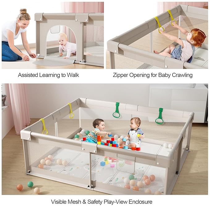71 * 59 inch Baby Playpen with Mat,Playpen for Babies and Toddlers, Large Play Pen for Kids, Play Pen for Babies and Toddlers