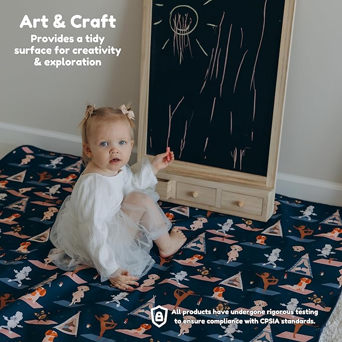 55"x55"Jumbo Thick 4-Layer Baby Splat Mat for Under High Chair, Large Heavy Duty Waterproof Spill Mat, Washable, Extra Anti-Slip Floor Protector for Arts,Crafts,Mess Mat