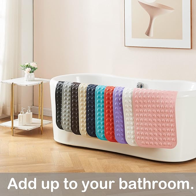 Yanzifly Bathtub Mat Non Slip Bath Mat for Tub Silicone Soft Bath Tub Mat Non Slip Shower Mats, Suction Cups Bath Tub Anti Slip Matt for Familu Use, Machine Washable - Navy Blue