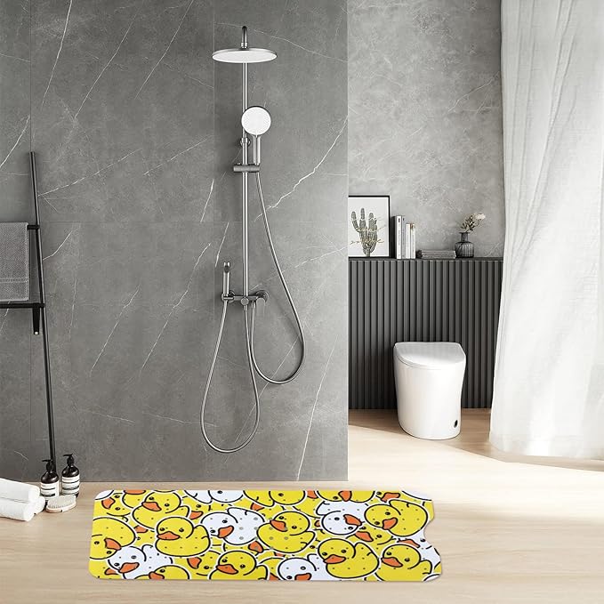 Tubozadi Bathtub Mat Non Slip Shower Mat for Kids Adults & Elderly 40X16 Inch Extra Long Anti Slip Bath Mats for tub Mat with Suction Cups and Drain Holes,Duck