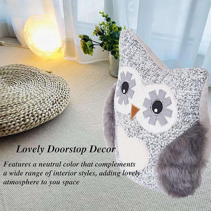 Cute Decorative Door Stopper for Bottom of Door and Inside Door Decorative.Soft and Weighted Door Stop to Keep Door Open for Home and Office(Owl)