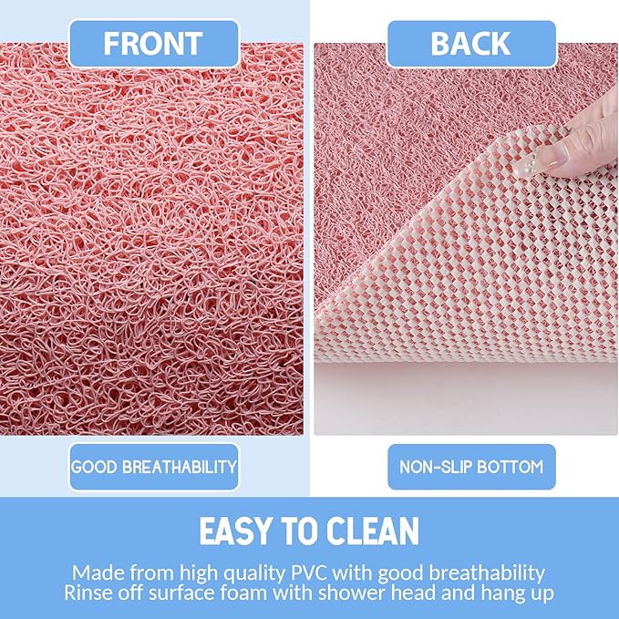 Hargiis Non-Slip Bathtub Mat, Anti Slip Shower Mat, Fast Drying Bathtub Mats, Foot Scrubber Mat, Anti Slip Mat for Tub, Floor, Bathroom, Kitchen, Home, Hotel (Pink 40"×16")