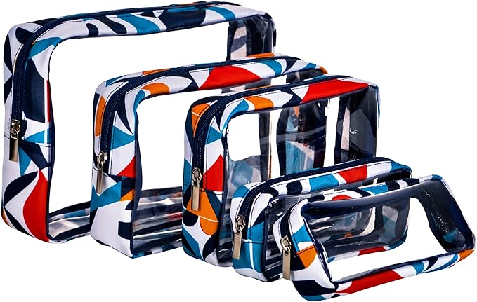 Remobia Hicol TSA Approved 5-Piece Diaper Bag Organizer Pouch Set Clear Waterproof TPU Kids Toiletry Storage Set Travel Packing Clutch Cube Bags for Baby Nursing