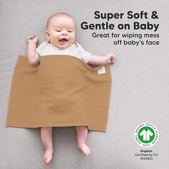 Organic Burp Cloths Baby Boy, Girl - 6-Pack Large 100% Cotton Burping Cloths for Babies, Spit Up Rags, Super Absorbent, Ultra Soft Newborn Rag, Gender Neutral, Machine Washable, Durable (Terracotta)