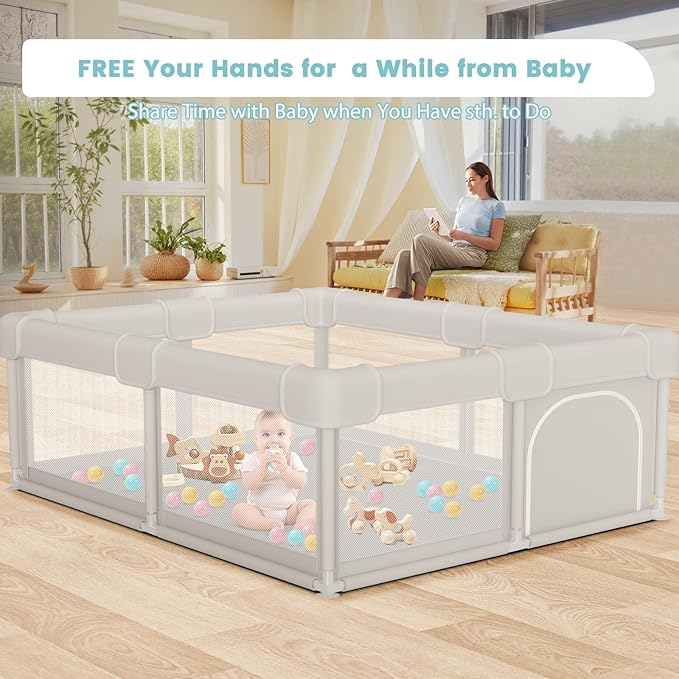 Besuhot Baby Playpen Baby Playard, Play Pen for Babies and Toddlers with Gate, 50x50 Fence, Sturdy Safety Playpen, Indoor & Outdoor Kids Activity Center
