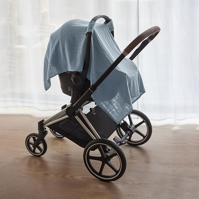 Car Seat Cover Baby - Organic Muslin Cotton - Carseat Canopy - 43" x 32" (Tradewinds)