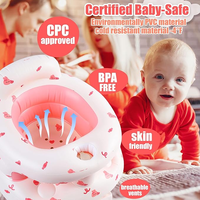Upgraded Inflatable Baby Seat for Babies 3-36 Months, Inflatable Baby Chair Sit Me Up Floor Seat for Baby, Back Support Baby Seats for Infants for Sitting Up with Built in Air Pump