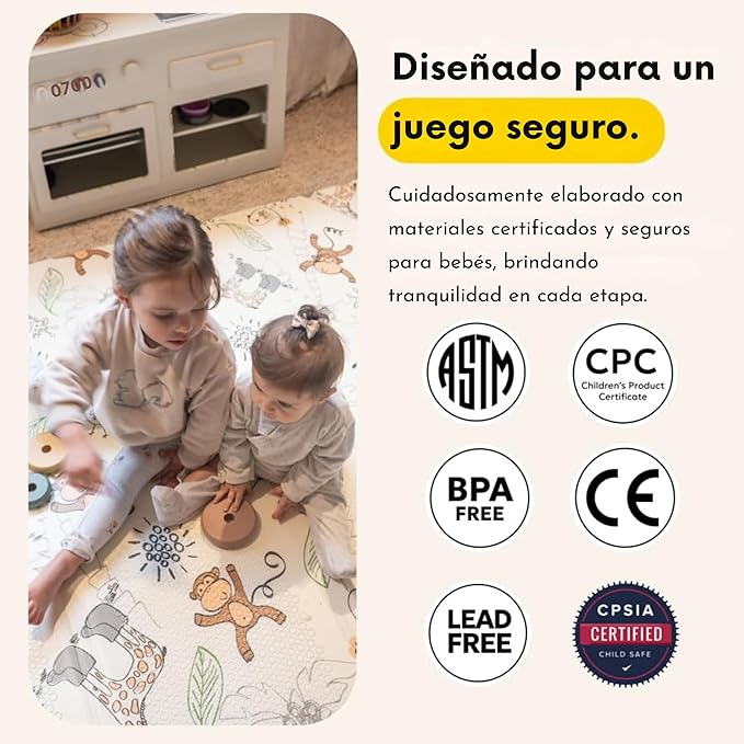 Miotetto Foldable Baby Play Mat – 78"x59" Non-Toxic, Reversible, Waterproof, Portable Baby Mat for Floor, Foam mat for Easy Storage & Travel, Large playmat for Kids, Floor mat for Any Playroom