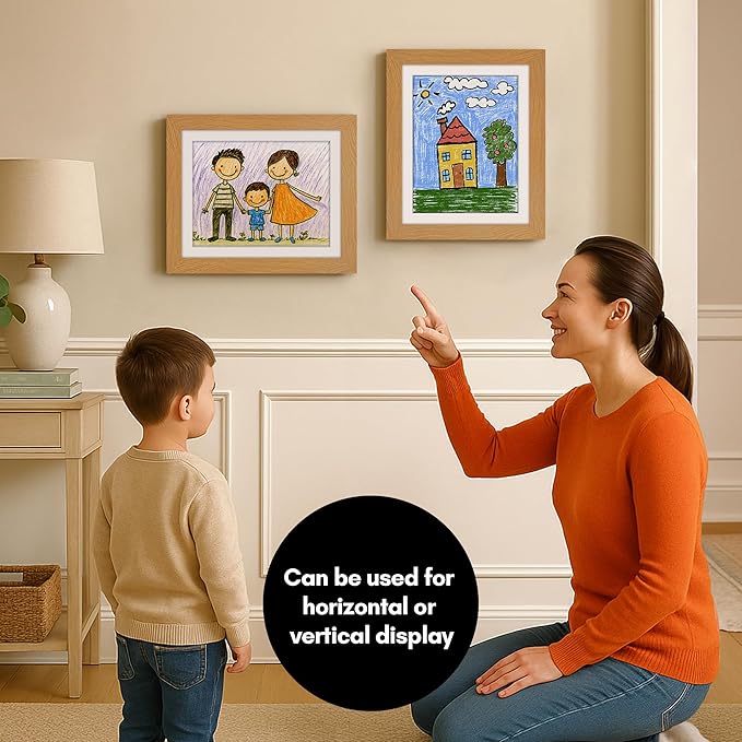 Americanflat Kids Artwork Frame Changeable (Dark Oak) - Magnetic Door Holds 100 Art Pieces - 8.5x11 Letter Size Display with Mat or 10x12.5 Without Mat - My Mini Masterpiece